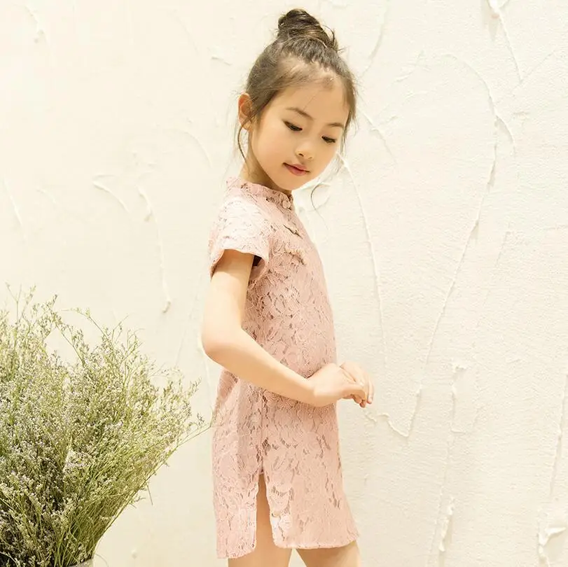 Детское платье Ципао с цветочным рисунком для девочек чонсам рождественский