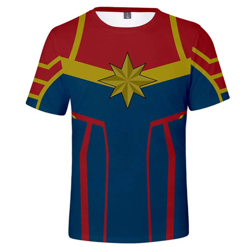 Новые мстители капитан Марвел Косплей Костюм Carol Danvers Мужская и женская футболка