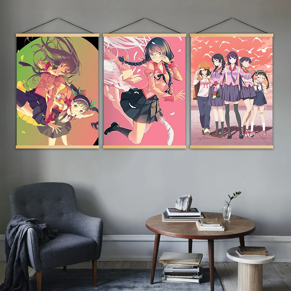 Печатные постеры настенные поп рисунки современный холст аниме Bakemonogatari персонаж
