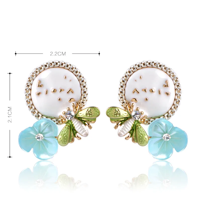 Blucome Новое Прибытие Shell & Цветы и Пчелы Серьги Позолоченные Feminino Уха Пирсинг Aretes