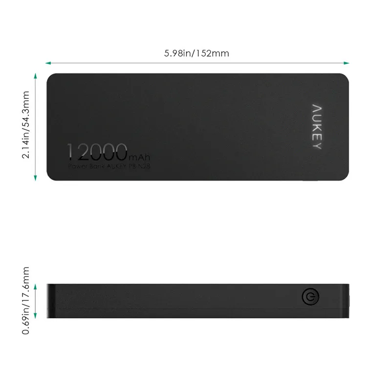 Aukey 12000 мАч портативный зарядное устройство внешний аккумулятор с AIPower технологий