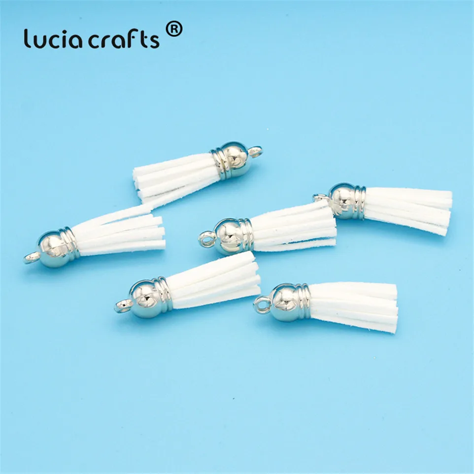 Lucia crafts 12 шт/24 шт замшевый брелок с кисточками на ремешке для мобильного телефона, ювелирные подвески, 4 см, Кожаные Кисточки с серебряными крышками I0103