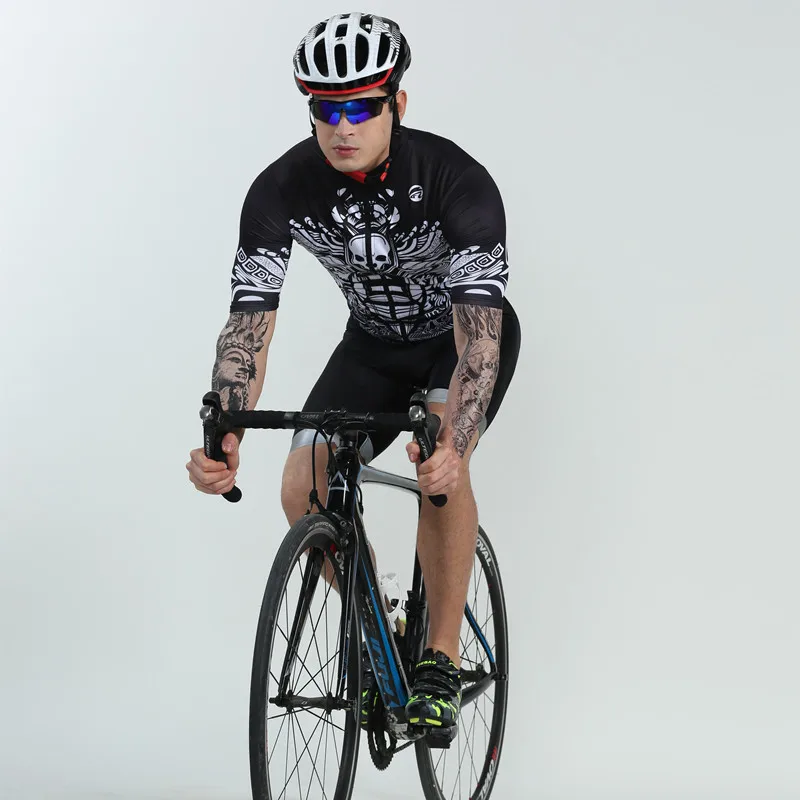 

BOESTALK ghost mask bike clothing 2019 summer men short sleeve cycling Jersey+bib shorts maillot ciclismo hombre triathlon suit