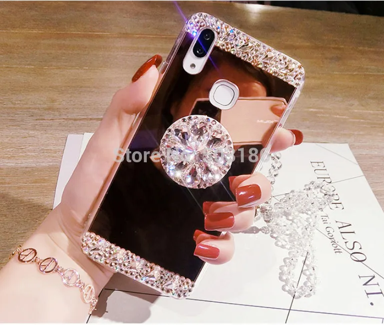 For OPPO A57 A39 A59 F1s R11 R11s Plus R15 Pro R15X K1 R17 A83 Rhinestone Mirror Case Diamond Ring Holder Cover | Мобильные телефоны