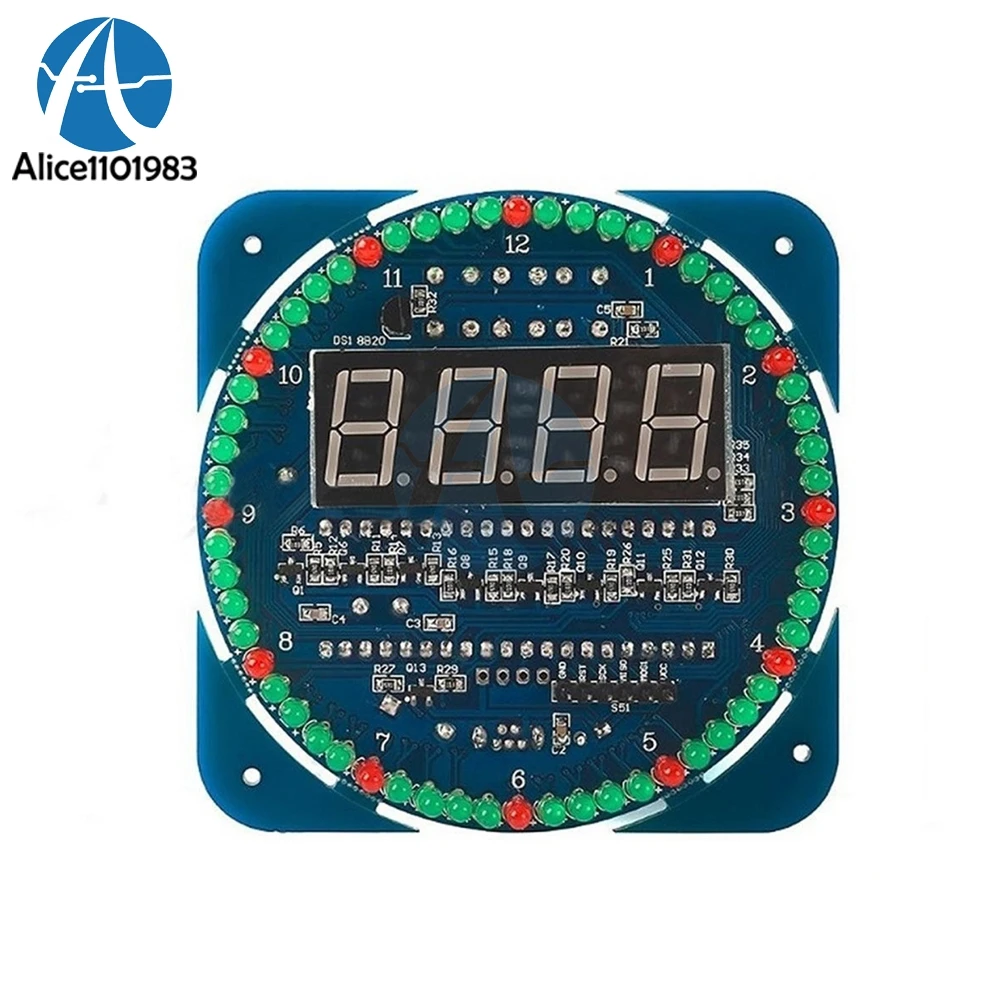 Assembb светодиодный цифровой набор часов DS1302 вращающиеся электронные цифровые