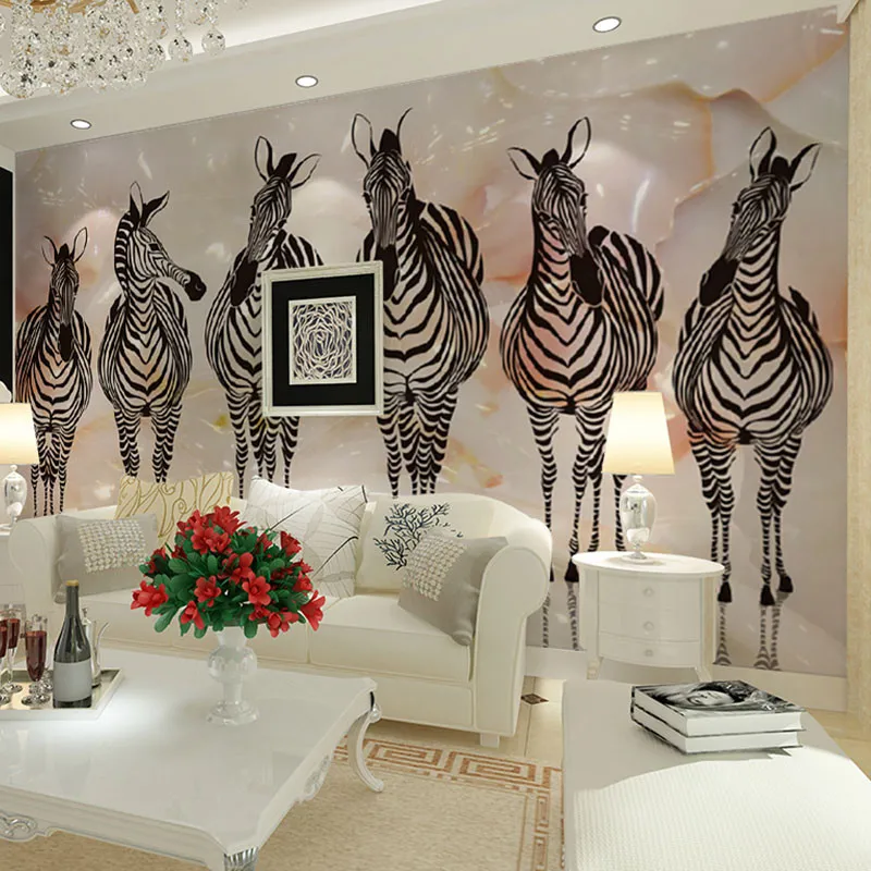 Beibehang винтажный мраморный фон ручная роспись зебры картина узор Гостиная Кабинет