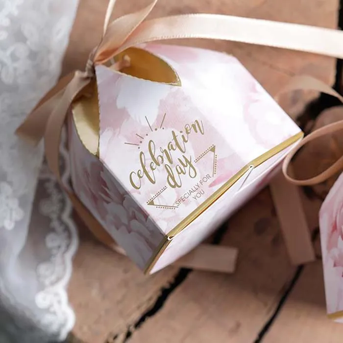 50 шт. белый/розовый свадебный сувенир коробки Baby Shower Подарочная коробка День
