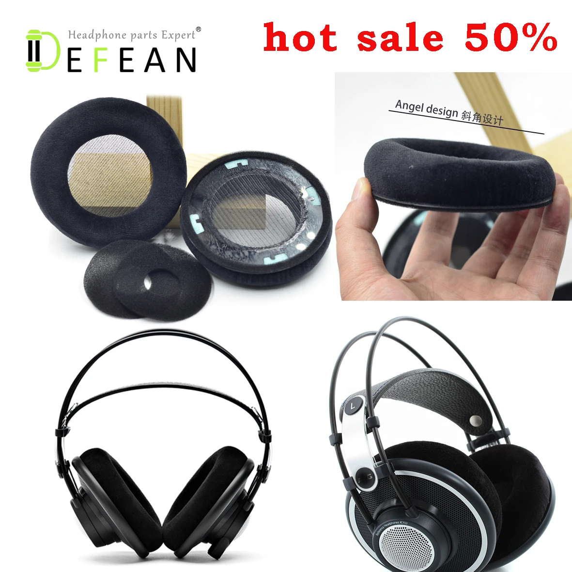 Бархатные амбушюры Defean для наушников AKG K701 K702 Q701 Q702 K601 K612 K712 Pro|ear pad cushions|velvet ear padsear