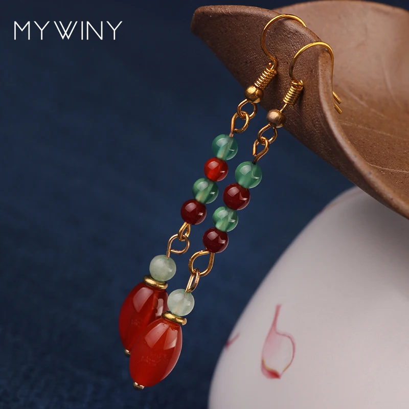 MYWINY модные красные серьги капли для женщин в этническом стиле оптовая продажа