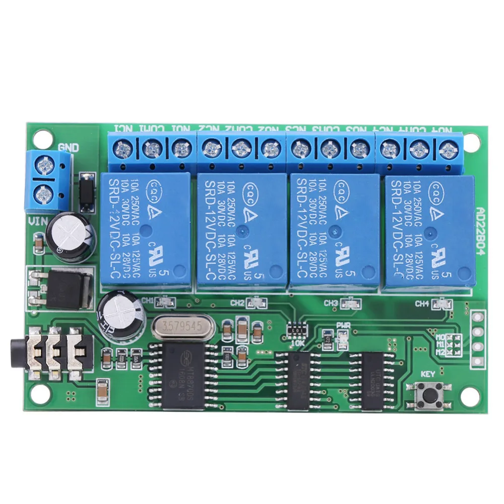 AD22B04 12 В релейный модуль задержки 4 канальный DTMF тональный декодер сигналов