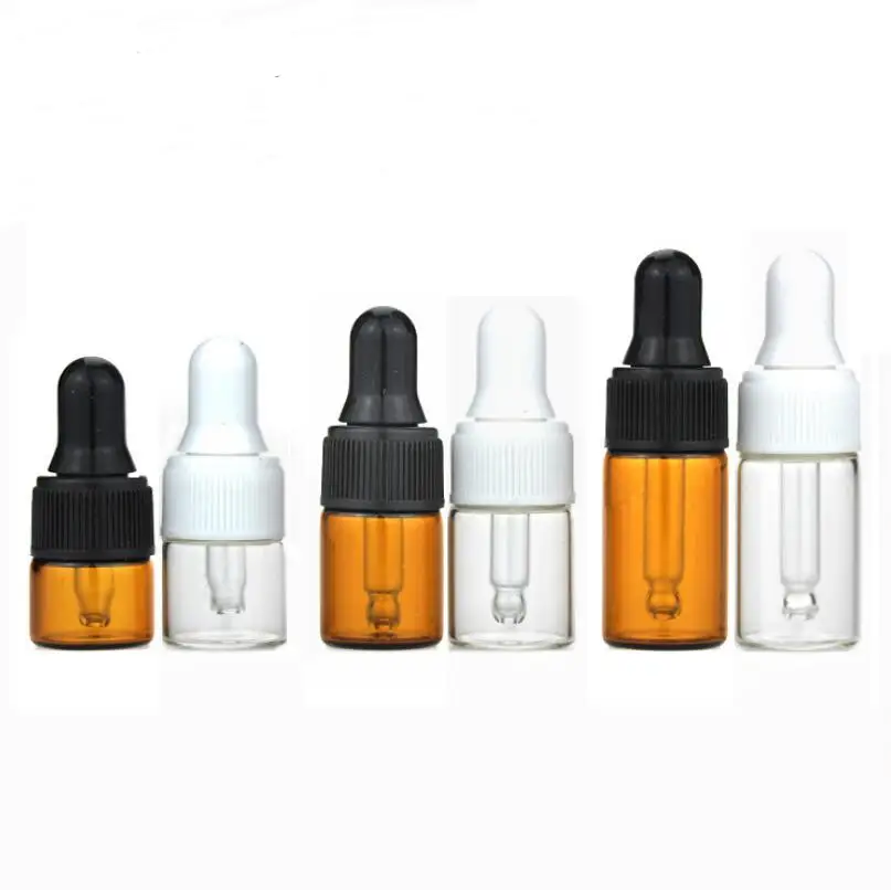 

2 3 5 ML Mini Amber Glass Essential Oil Dropper Bottles Refillable Empty Cosmetic Liquid Lotion Sample Container LX3998