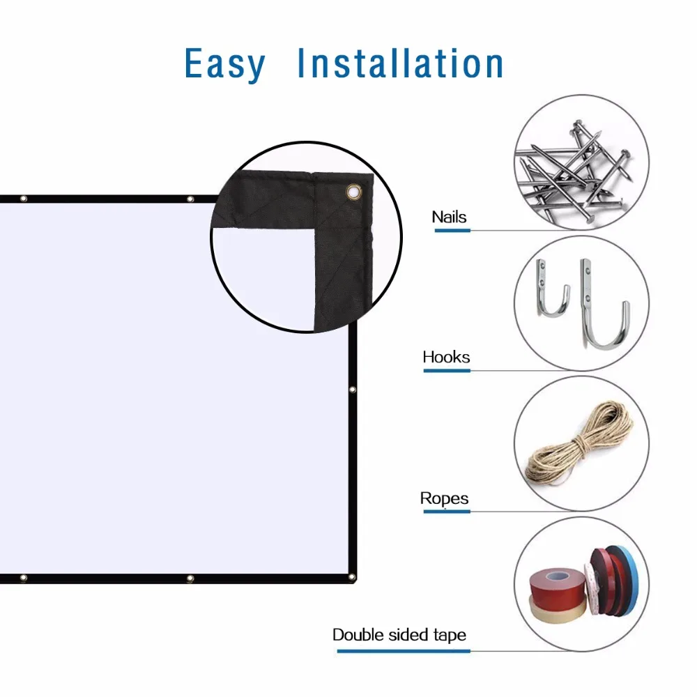 Excelvan 120 дюймов простой в сложенном виде проекционный экран оберточная ткань