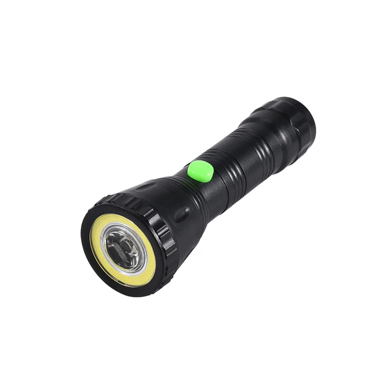 black no battery Coba 2 режима светодиодный фонарик cob пластиковый фонарь с 3* AAA батареей 1500lm мини-фонарик водонепроницаемый портативный прожектор - Испускаемый цвет: black no battery