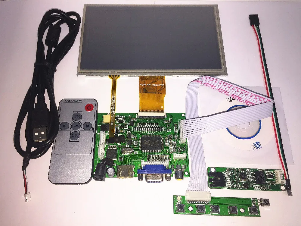 

Free shipping 7inch HD 1024*600 LCD Screen + Touch screen with Drive Board(HDMI+VGA+2AV)