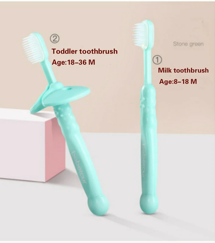 Bebetour Training Toothbrush Teether for Toddlers Kids Tooth Brush Set Mouth Cup - Цвет: 2-blue