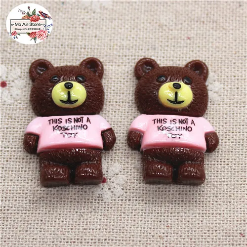 coffee 10pcs 10 шт Смола милый медведь плоская спина, кабошон художественная поставка Украшение Шарм ремесло DIY 22x32mm - Цвет: coffee 10pcs