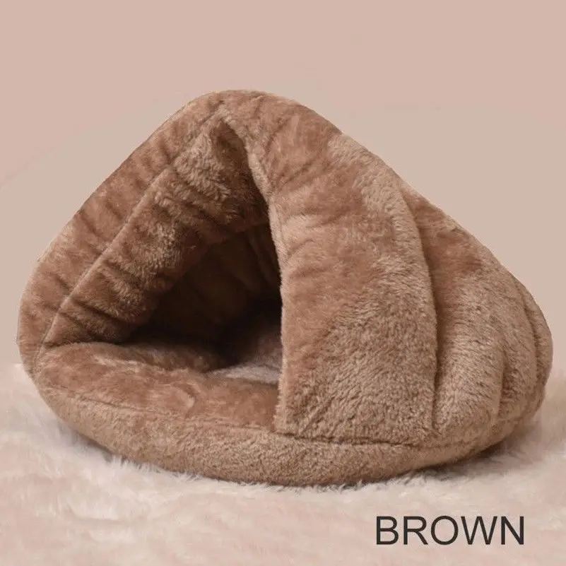 Brown 2 размера, для щенков, кошек, собак, мягкое теплое гнездо, для питомника, кровать, пещера, домик, спальный мешок, коврик, палатка S, L, 5 видов цветов, домашние животные, зимние теплые уютные кровати - Цвет: Brown