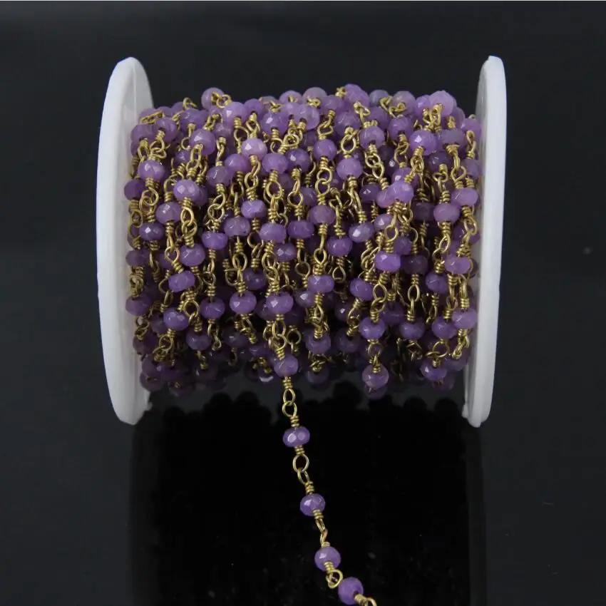 3x4 мм фиолетовые малайзийские нефриты граненые Рондель цепочка драгоценные