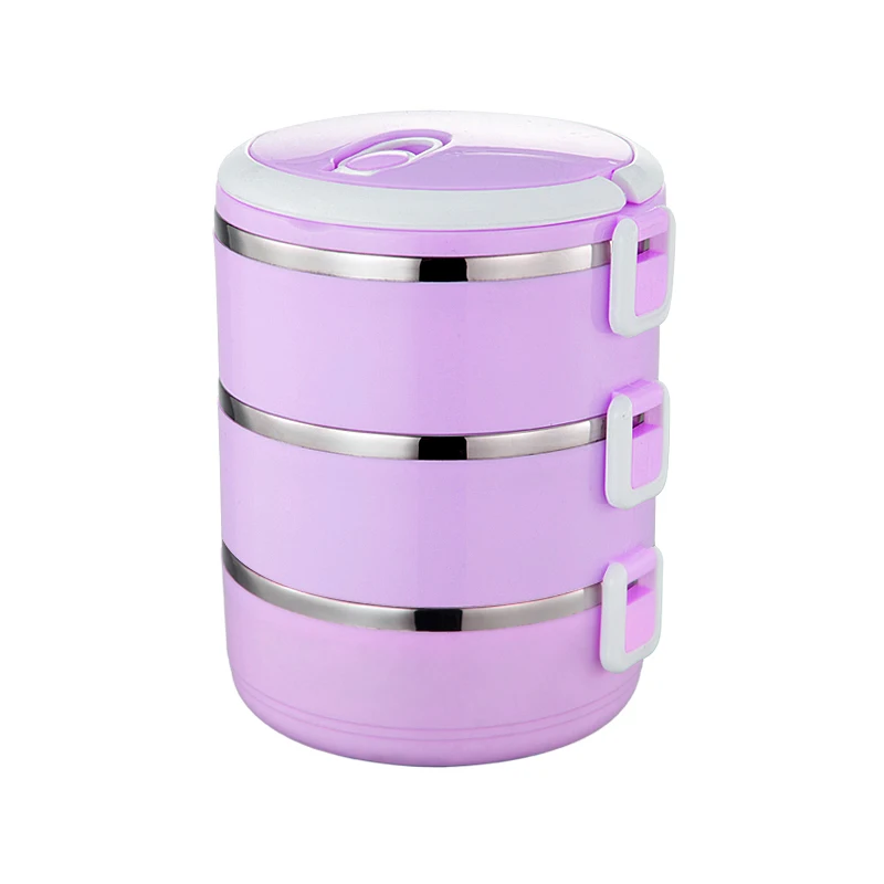 purple Hifuar Портативный Ланч-бокс Bento box из нержавеющей изоляции Ланчбокс детское питание тепловой контейнер для пикника герметичный чехол снэк-бокс - Цвет: purple