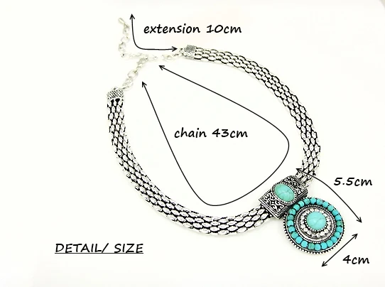 Синий камень Винтаж Ювелирные наборы Для женщин бисером Цепочки и ожерелья