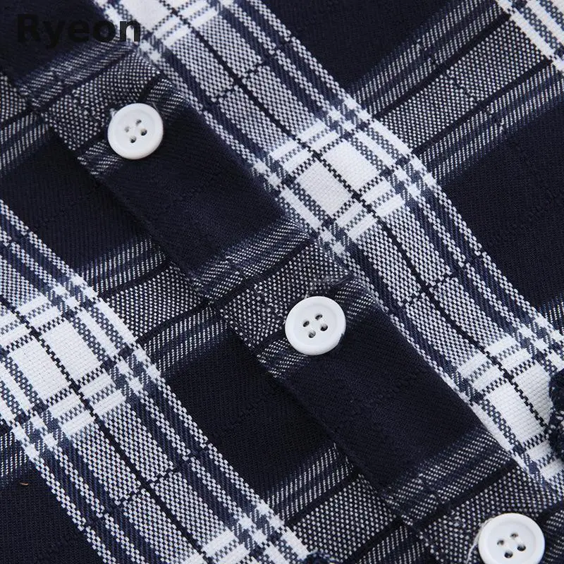Ryeon L 5xl Плюс Размер Симпатичные Платья Свободные Плед Запястье Выше Колена Мини