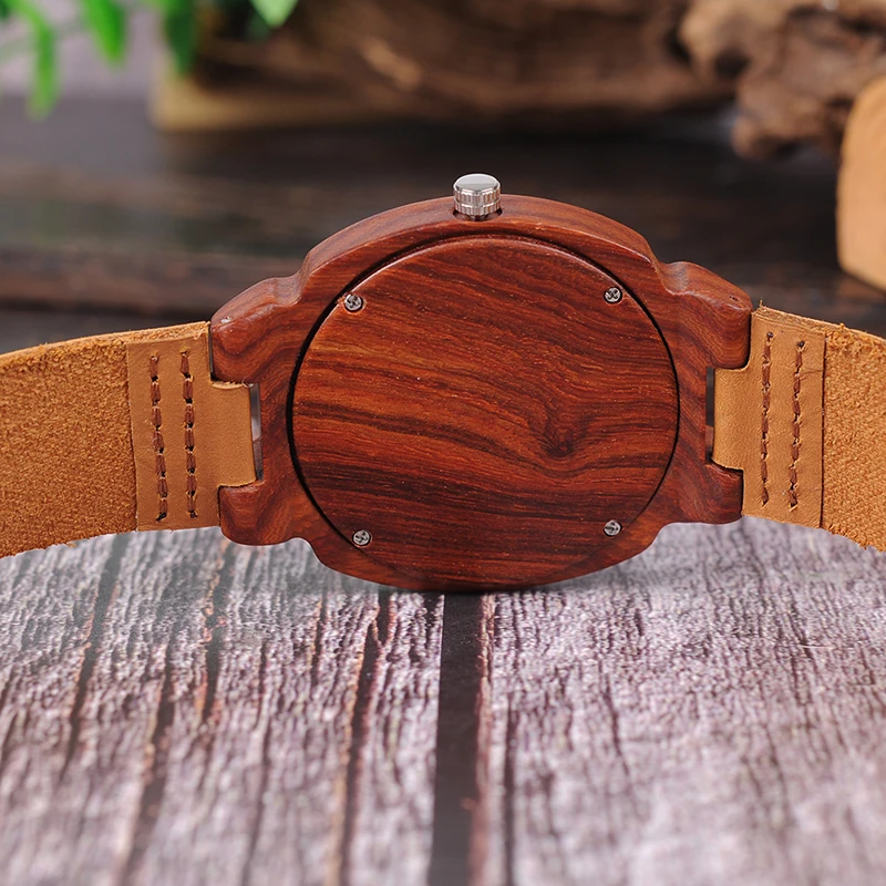 BOBO BIRD Bamboo Мужские часы кварцевые деревянные наручные часы Мужские часы красный сандаловое дерево в подарочной коробке Пользовательский логотип Relogio Feminino