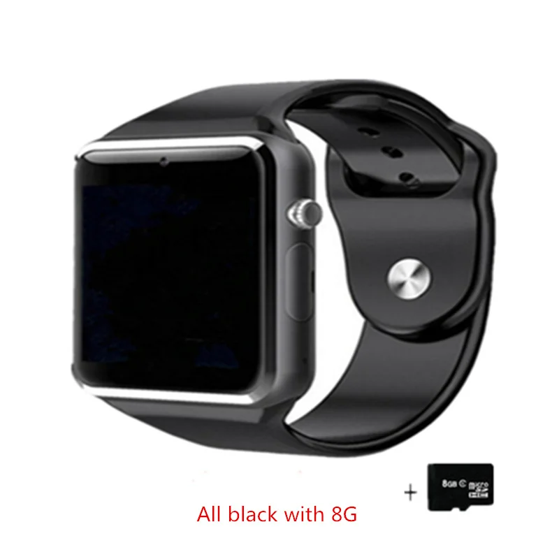 LUOKA Bluetooth Смарт часы для мужчин A1 с камерой Facebook Whatsapp Twitter Синхронизация SMS Smartwatch поддержка SIM TF карты для IOS Android - Цвет: All black with 8G
