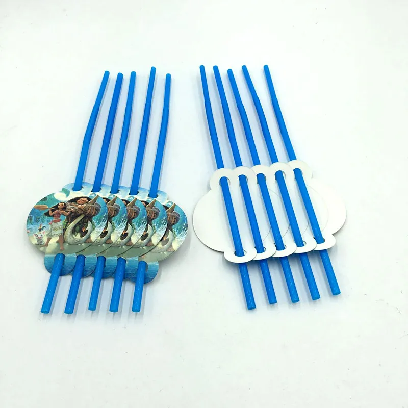 6PCS/LOT MOANA FLEXIBLE STRAW KIDS BIRTHDAY PARTY SUPPLIES DISPOSABLE HAPPY FAVORS | Дом и сад