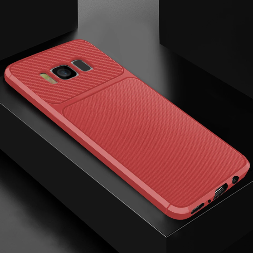 Для Samsung Galaxy S8 плюс броня случае ТПУ углеродного волокна мягкая задняя S9 S10 S10E A6 A7 A8