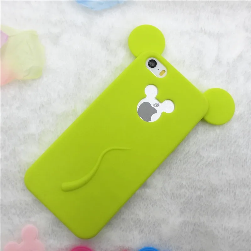 Симпатичная мышь из мультфильма ухо телефон задняя крышка чехол для IPhone 6 6 S 7 8 Plus X Мягкий силиконовый чехол - Цвет: Army Green