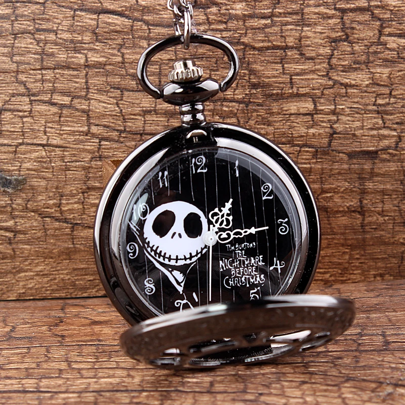 Jack Skellington Nightmare Before Christmas Vintage Hollow Quartz Pocket Watch Necklace Steampunk Women Men Tim Burton | Наручные часы