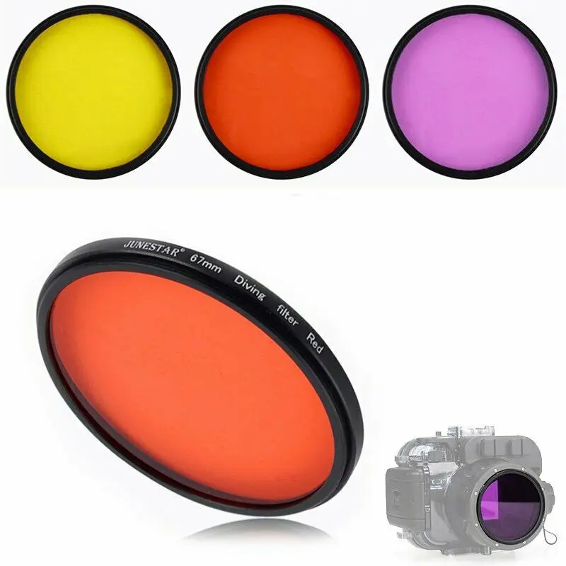 Полноцветный красный фиолетовый желтый фильтр для дайвинга 67 мм объектива