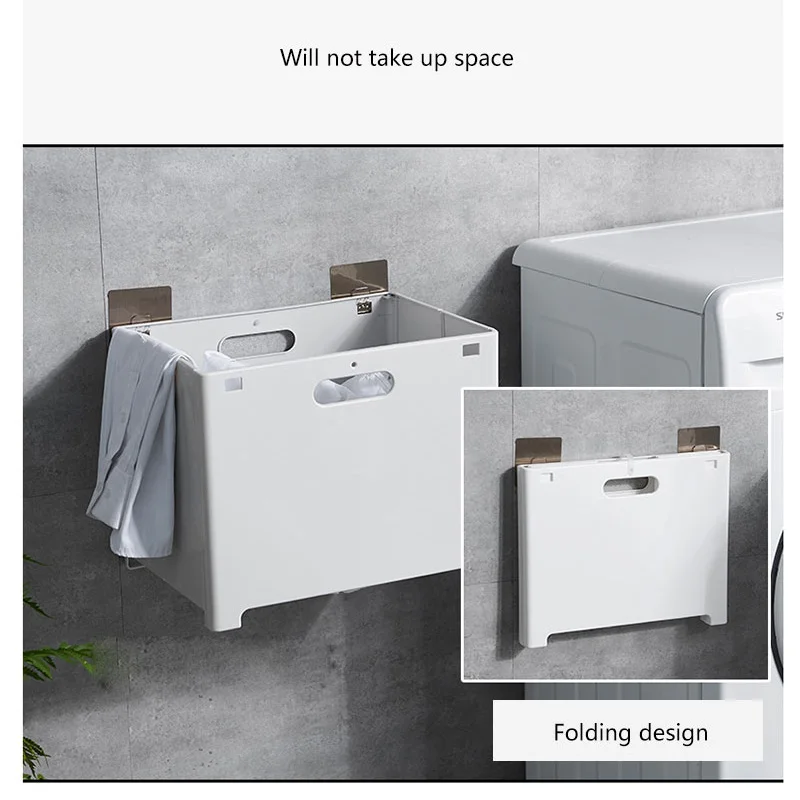 Складная корзина для белья пластиковая настенная хранения грязной одежды