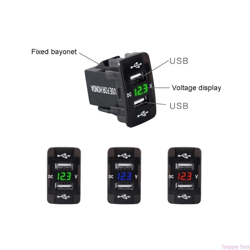 Автомобильное зарядное устройство с двойным USB разъемом DC 12V 24V цифровой