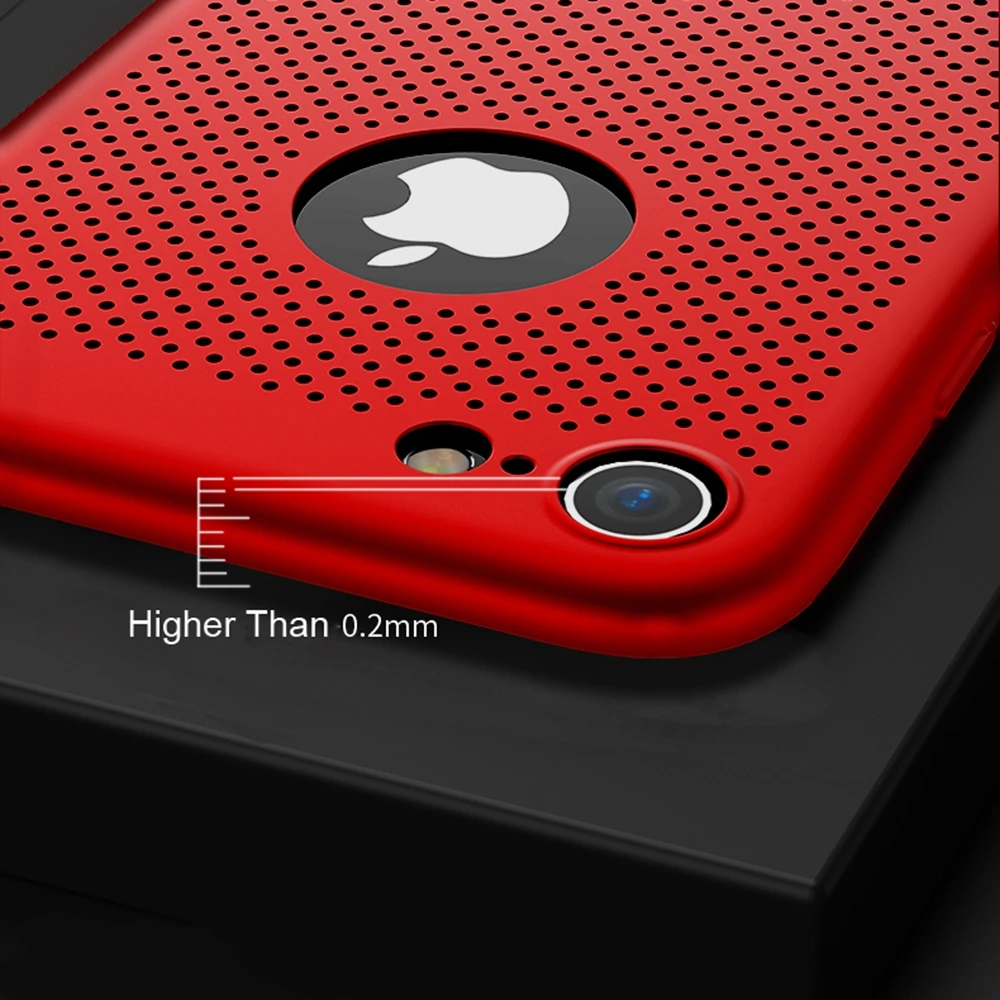 Roybens For iPhone 7 Plus Case 360 Heat Dissipation Anti-Hot Ultra Thin Hard PC + Temper Glass Full Body Cover 6 6S |