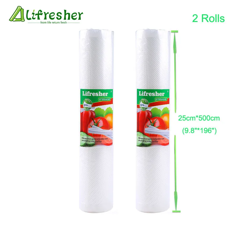 Lifresher, вакуумный упаковщик, пакеты для хранения еды, вакуумные пакеты для еды, вакуумные мешки в рулоне 12, 15, 17, 20, 25, 28 см* 500 см, 2 рулона, Прямая поставка