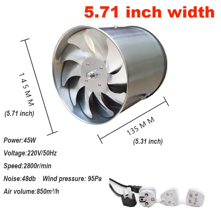 5.71inch with plug 220V 3,9/5,7 дюймов тишина вентиляции сильный выхлоп вытяжной вентилятор для оконная стена ванная, туалет, кухня, установленный 100/150mm вентилятор - Цвет: 5.71inch with plug