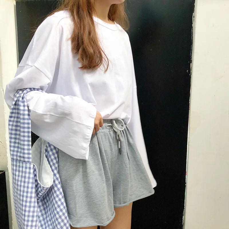 Для женщин футболка лето плюс Размеры основные рубашки с длинным рукавом и