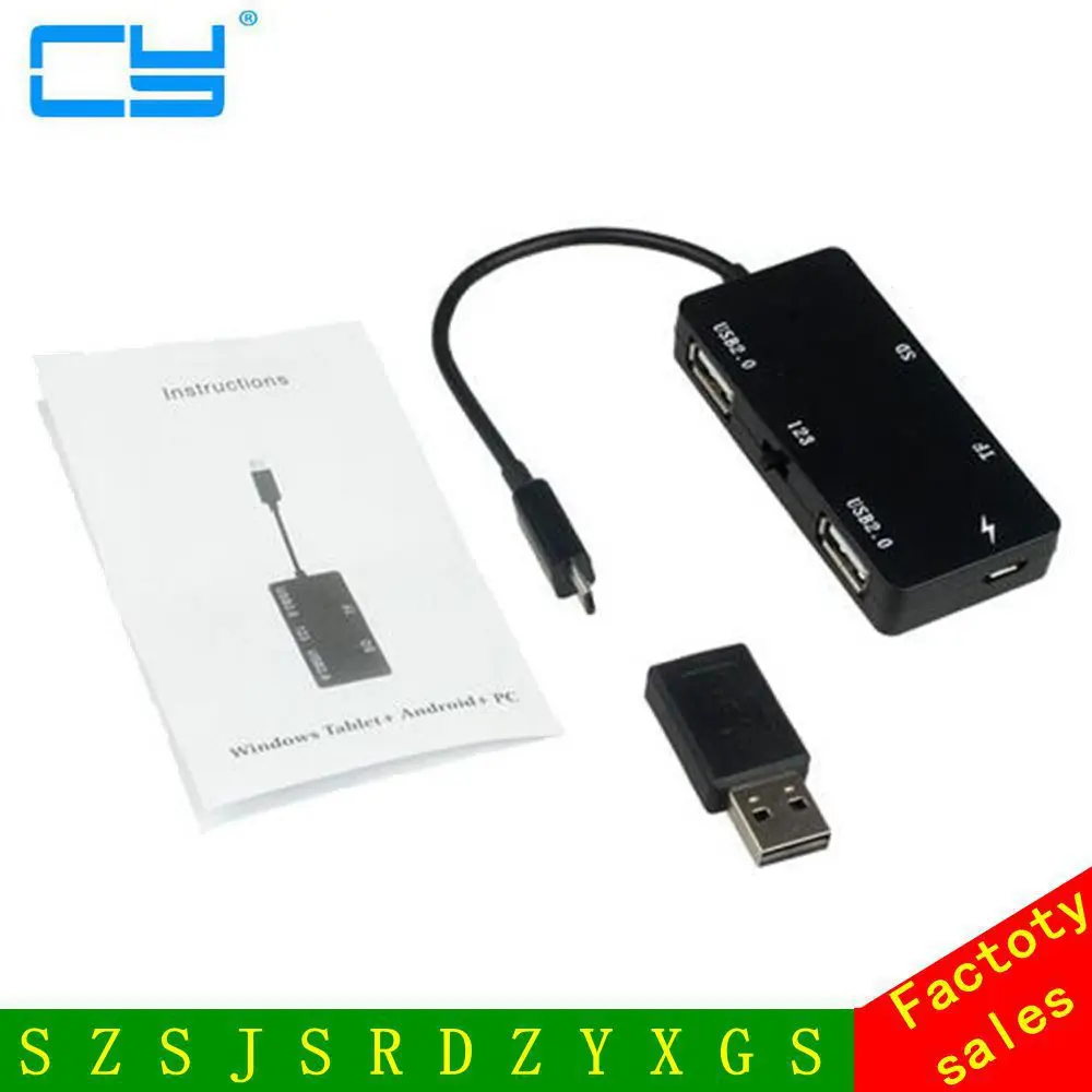 

Micro USB OTG зарядный концентратор + кардридер адаптер для смартфона планшета