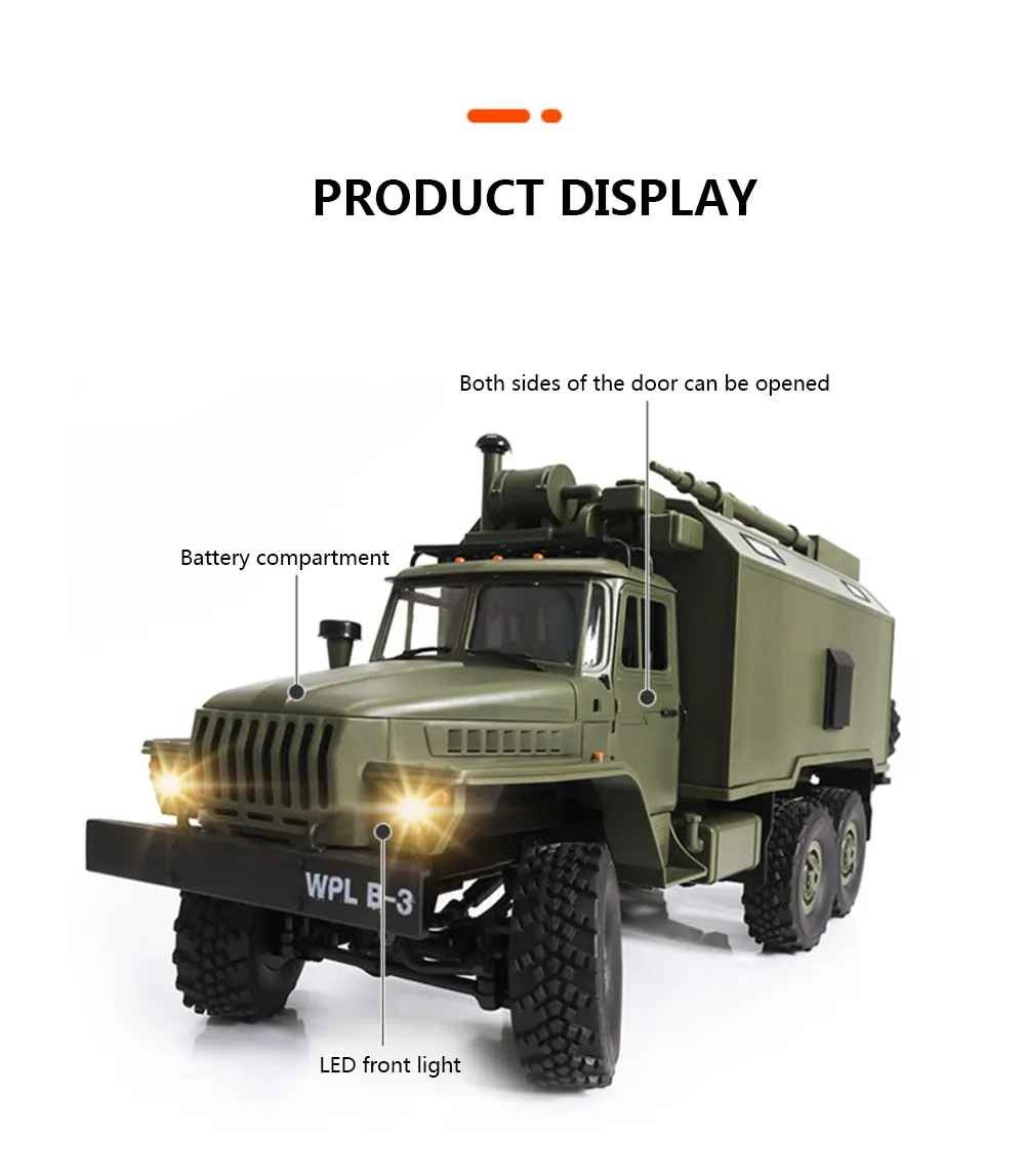 WPL Rc автомобиль B36 1/16 советский, удаленного Управление военное командование грузовик 6 колеса 0ff-road RC Военный Грузовик Рок Гусеничный радиоуправляемые машины радиоуправляемая машинка урал rc автомобиль
