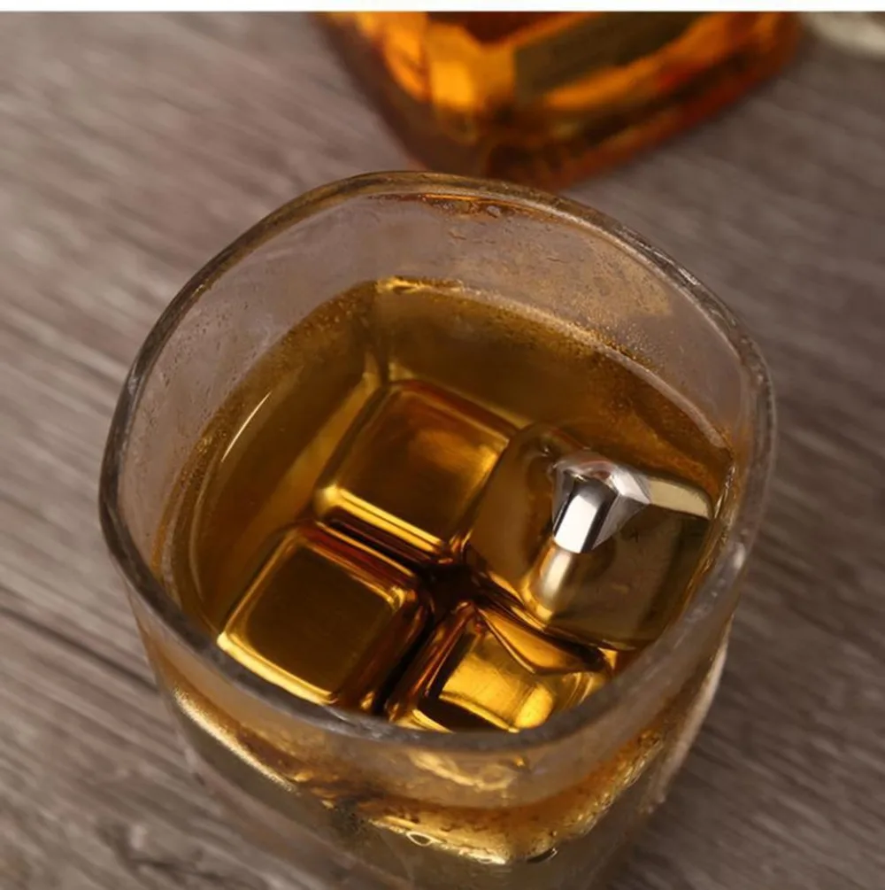 1 шт./лот, кубические камни для виски, 27 мм, 304 нержавеющая сталь, с зажимом, рок, вино, вкус пива, ледяной камень, бар