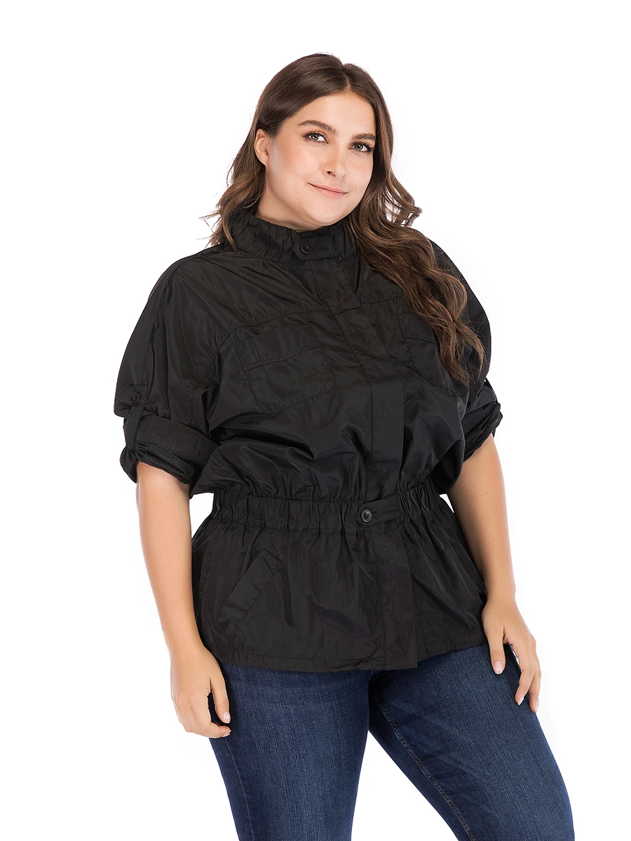 Женское пальто классическое повседневное тонкое с стоячим воротником и длинным