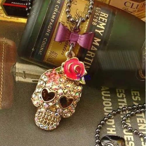 Bidbus Fast Rock Shiny Punk Bow Cute Sexy Skull Top Jewelry Pendant Necklace | Украшения и аксессуары