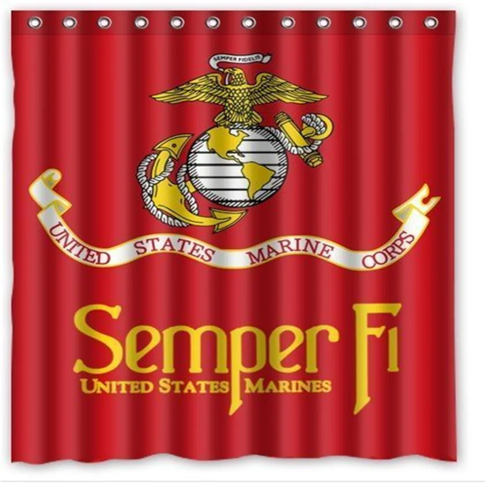 Морская пехота USMC Red Semper F2 водонепроницаемая ткань для ванной занавески душа d &