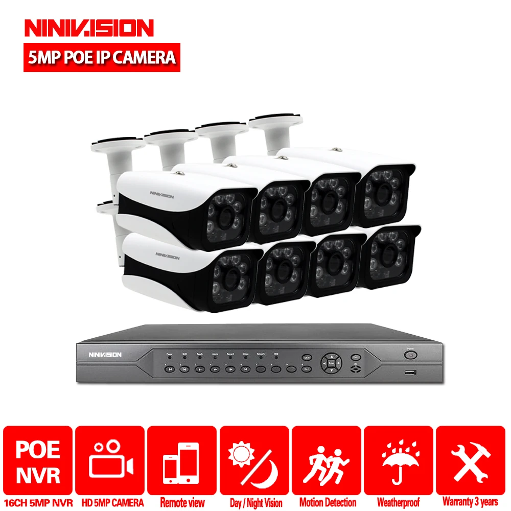 Bullet poe camera NIVISION H.265 16CH системы видеонаблюдения камера nvr 4K 5MP Ультра hd водонепроницаемый 5.0MP безопасности Poe IP камера cctv система безопасности - Цвет: Bullet poe camera