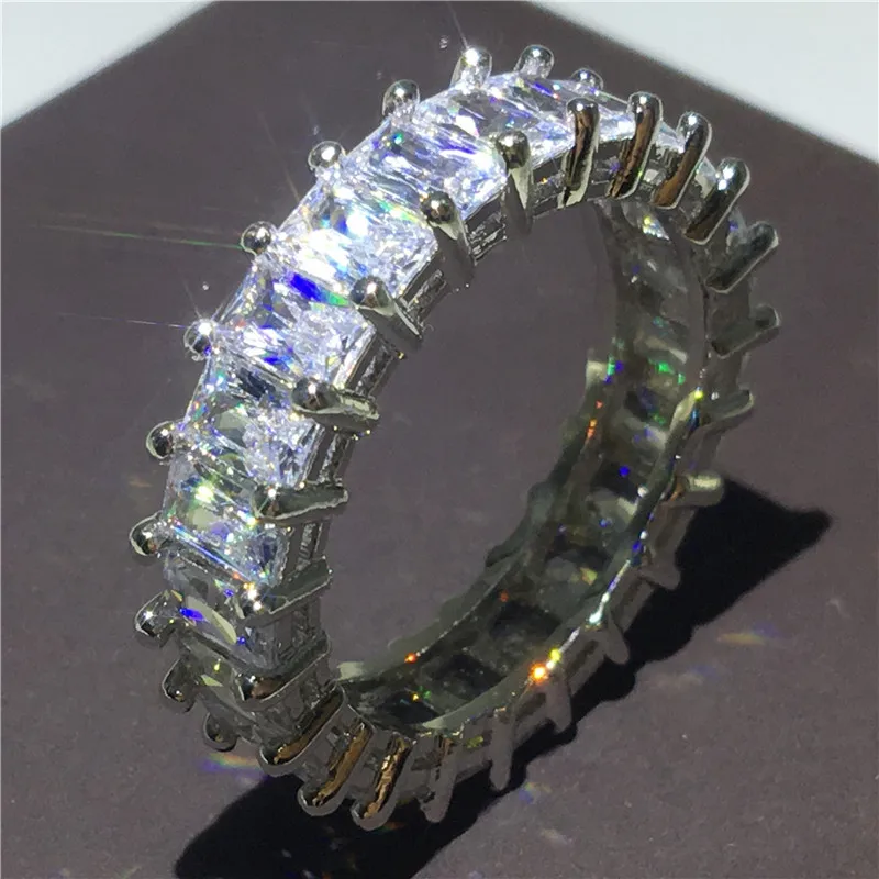 Emerald cut Ручной работы Вечность Обручальное кольцо 925 пробы серебро AAAA фианит Обручение обручальное кольцо кольца для мужчин и женщин палец вечерние ювелирные изделия - Цвет основного камня: Emerald cut