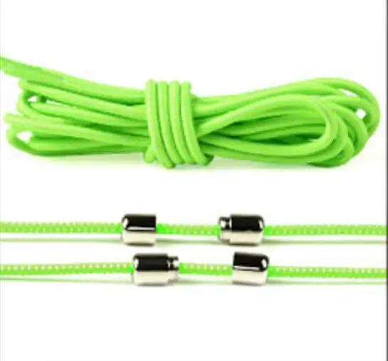 Fluorescent green 2 шт ленивые шнурки эластичные круглые без шнурков шнурки для обуви Быстрая блокировка пряжки шнурки для детей и взрослых кроссовки для мужчин и женщин 100 см можно отрезать - Цвет: Fluorescent green