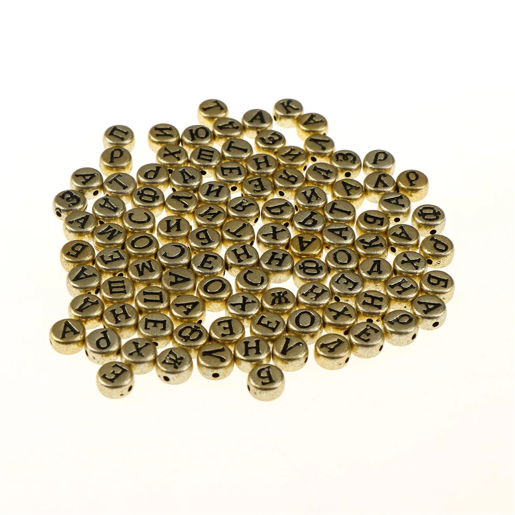 100 шт./компл. плоские круглые русские буквы Алфавит Акриловые бусины для