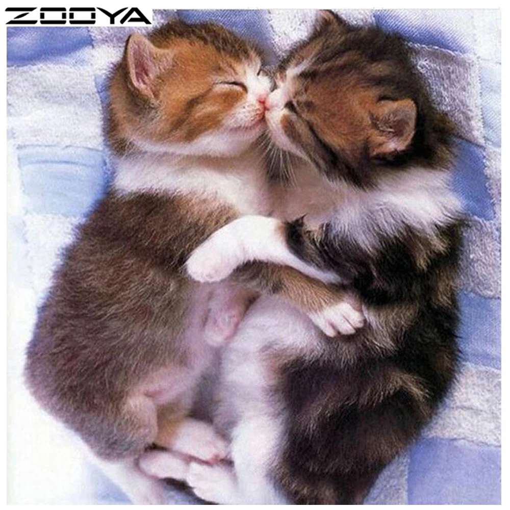 ZOOYA DIY Алмазная вышивка крестиком два спящих котята полностью квадратная дрель