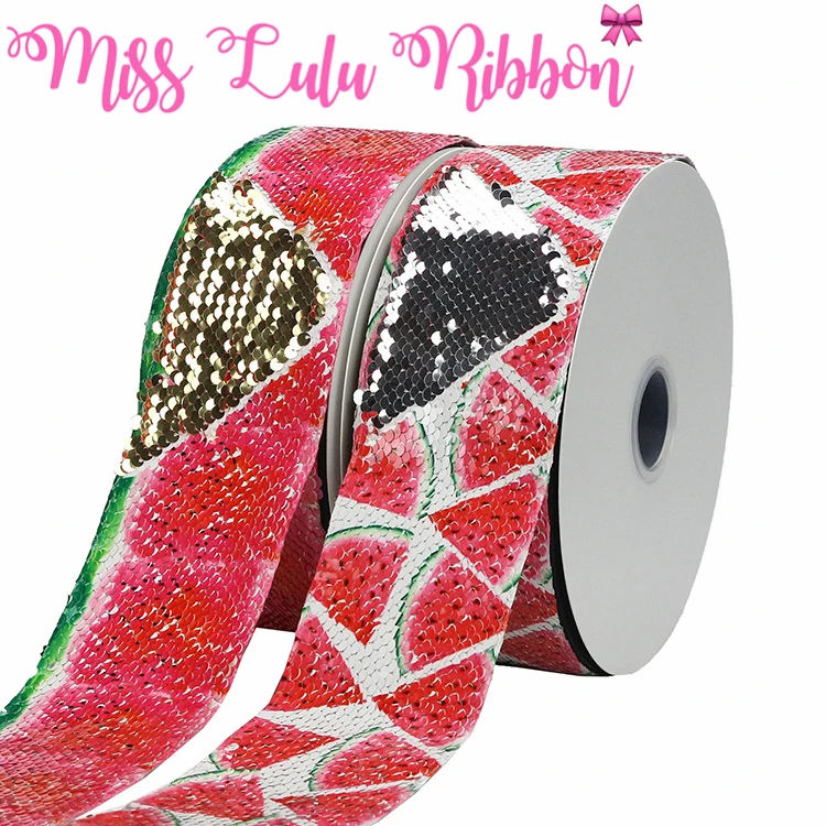 3 &quot75 мм арбуз двойной Реверсивный серебряный &amp золотые блестки лента DIY Подарок
